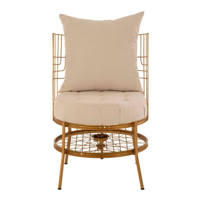 Premier Housewares Mantis Gold Finish Chair With Cushion