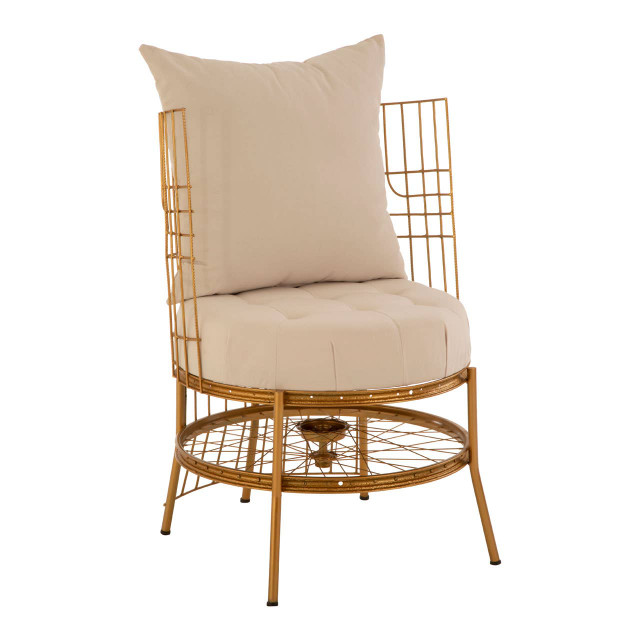 Premier Housewares Mantis Gold Finish Chair With Cushion