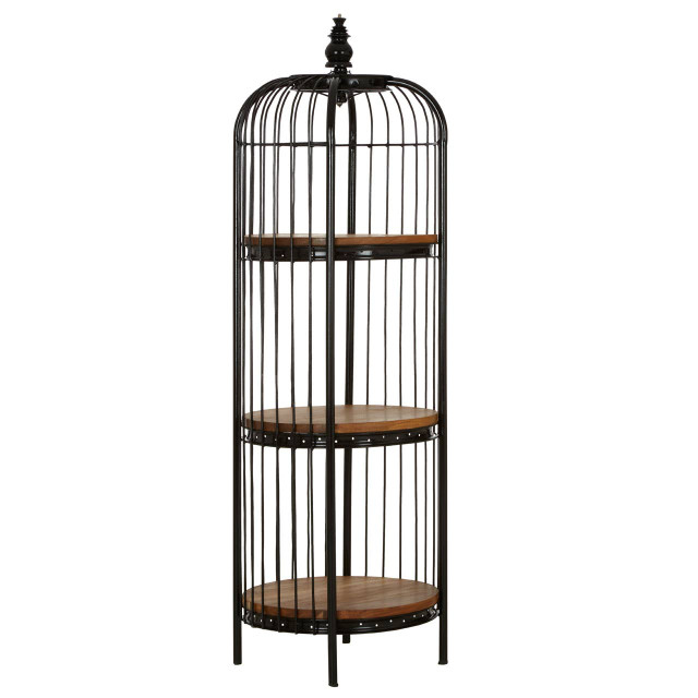 Premier Housewares Mantis Medium 3 Tier Black Birdcage Shelf Unit