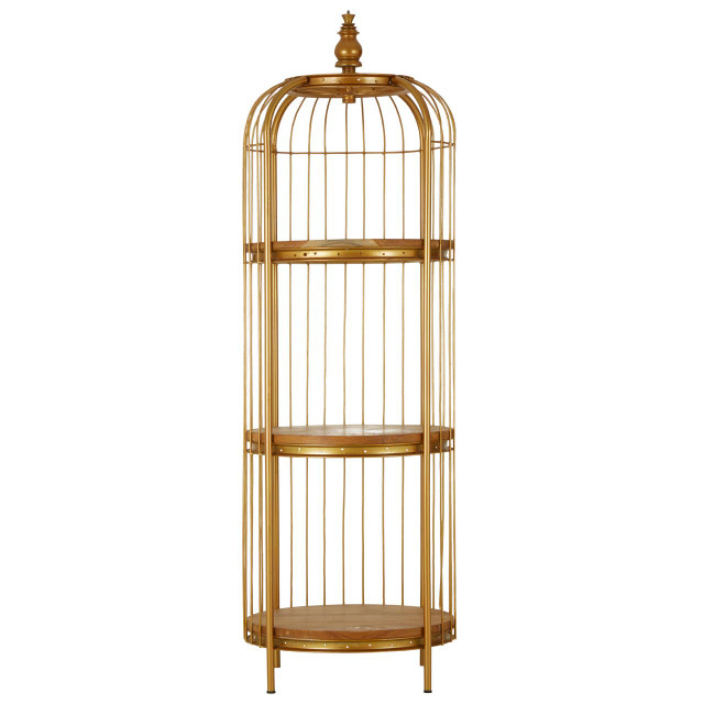 premier housewares Mantis Medium Gold Finish Birdcage Shelf Unit