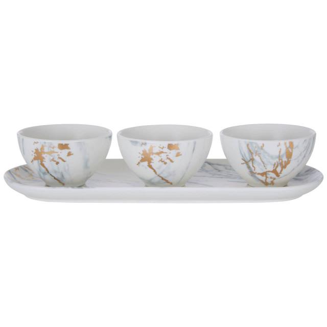 Premier Housewares Marble Luxe Dip Bowls With Tray Set