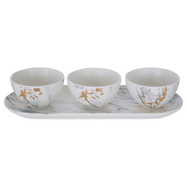Premier Housewares Marble Luxe Dip Bowls With Tray Set