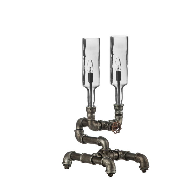 Premier Housewares Maren Dual Industrial Bottles Table Lamp