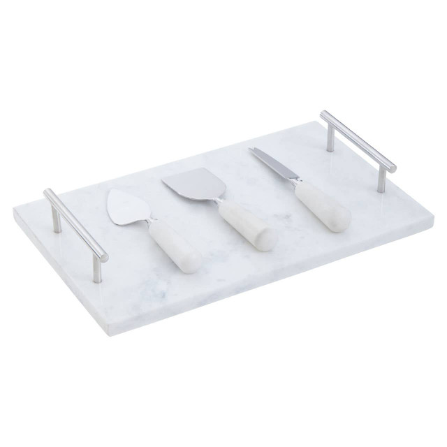 premier housewares Marina White Marble Cheese Board and Knife Set