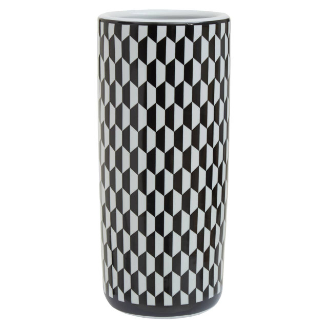 Premier Housewares Marlo Black And White Geometric Print Ceramic Umbrella Stand