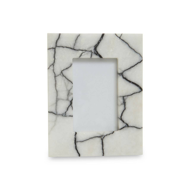 Premier Housewares Marmara White And Black Marble 4In X 6In Small Photo Frame
