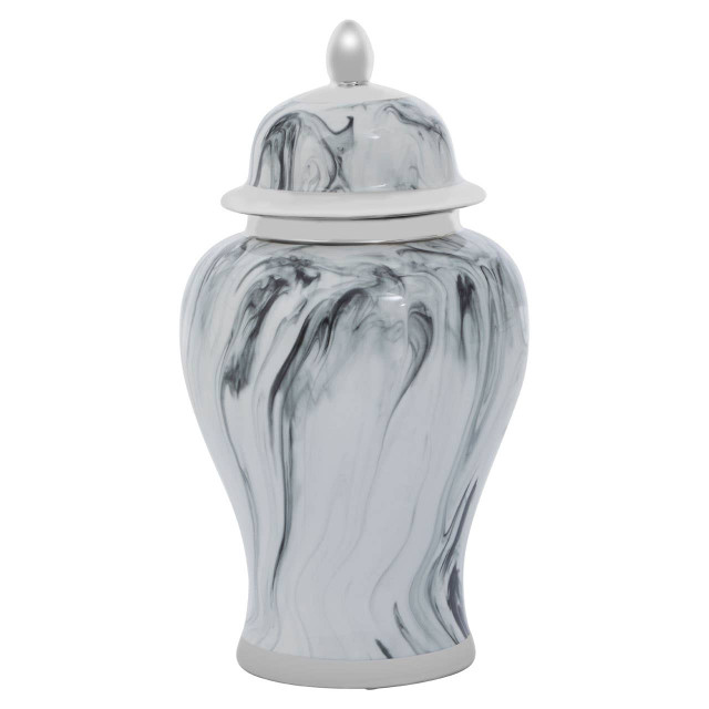 Premier Housewares Marmo Grey And White Marble Effect Small Ceramic Jar