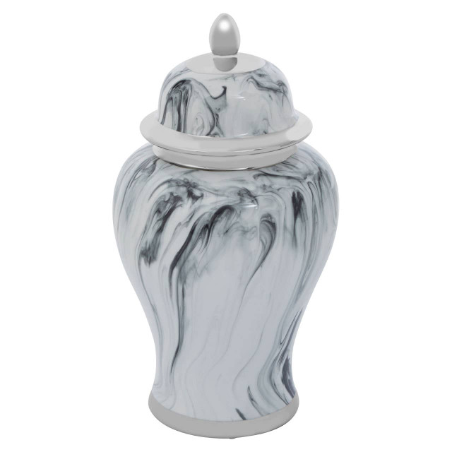 Premier Housewares Marmo Grey And White Marble Effect Small Ceramic Jar