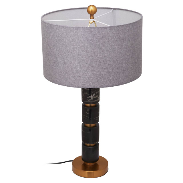 Premier Housewares Marmo Grey Fabric Shade Table Lamp