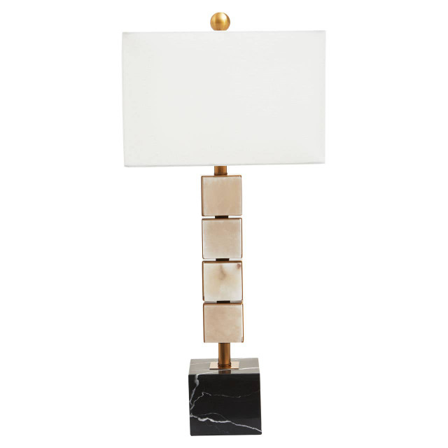 Premier Housewares Marmo White Fabric Shade Table Lamp