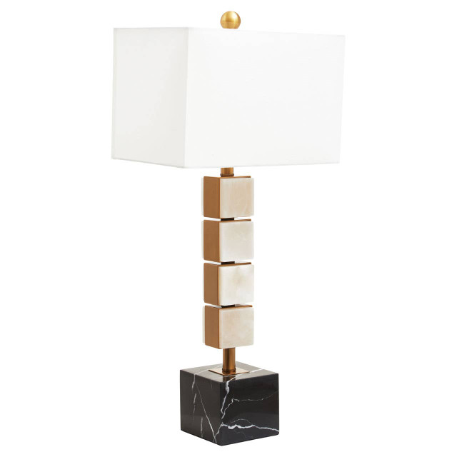 Premier Housewares Marmo White Fabric Shade Table Lamp