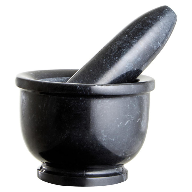 premier housewares Marmore Black Marble Mortar and Pestle With Rim