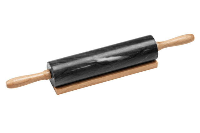 premier housewares Marmore Black Marble Rolling Pin With Wooden Handles