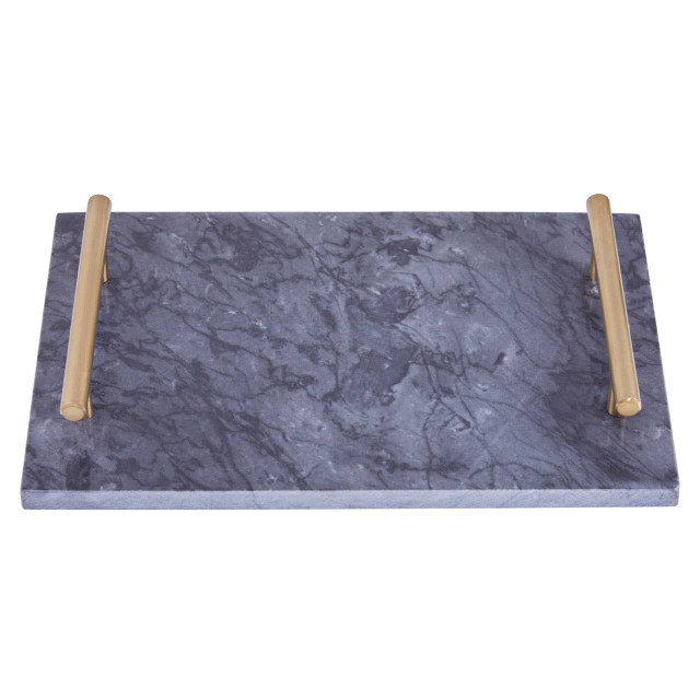Premier Housewares Marmore Black Marble Serving Board With Gold Handles