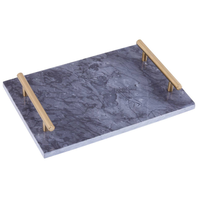 Premier Housewares Marmore Black Marble Serving Board With Gold Handles