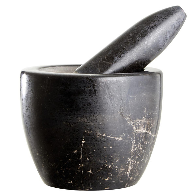 Premier Housewares Marmore Black Marble Tapered Mortar And Pestle