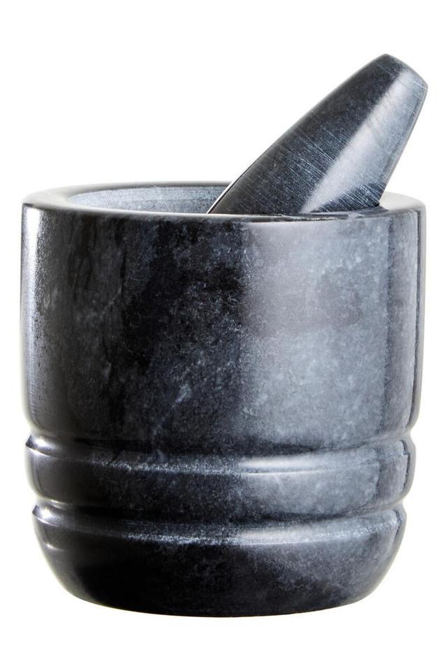 Premier Housewares Marmore Black Marble Textured Mortar And Pestle
