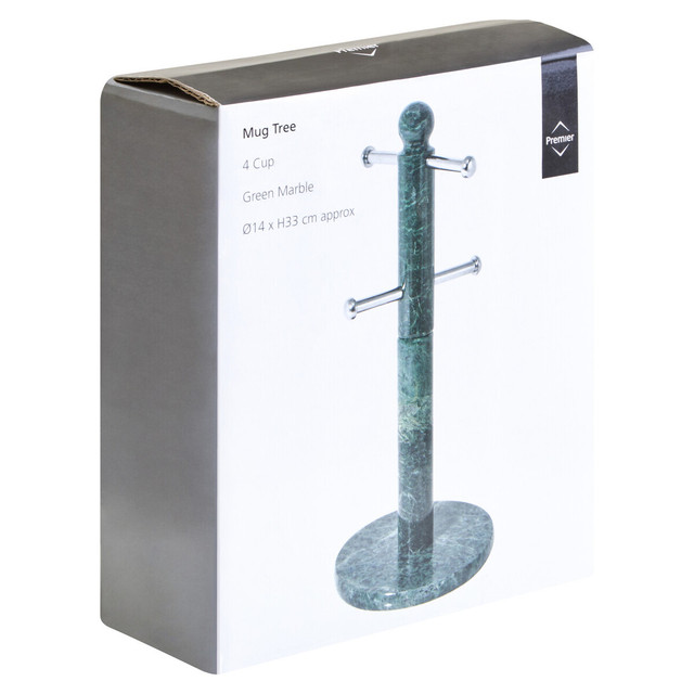 Premier Housewares Marmore Green Marble 4 Cup Mug Tree