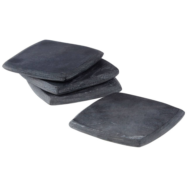 premier housewares Marmore Set of 4 Dark Grey Marble Square Coasters