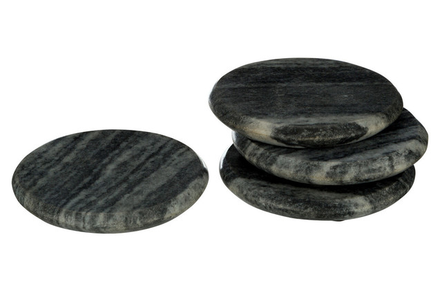 Premier Housewares Marmore Set Of 4 Grey Marble Round Coasters