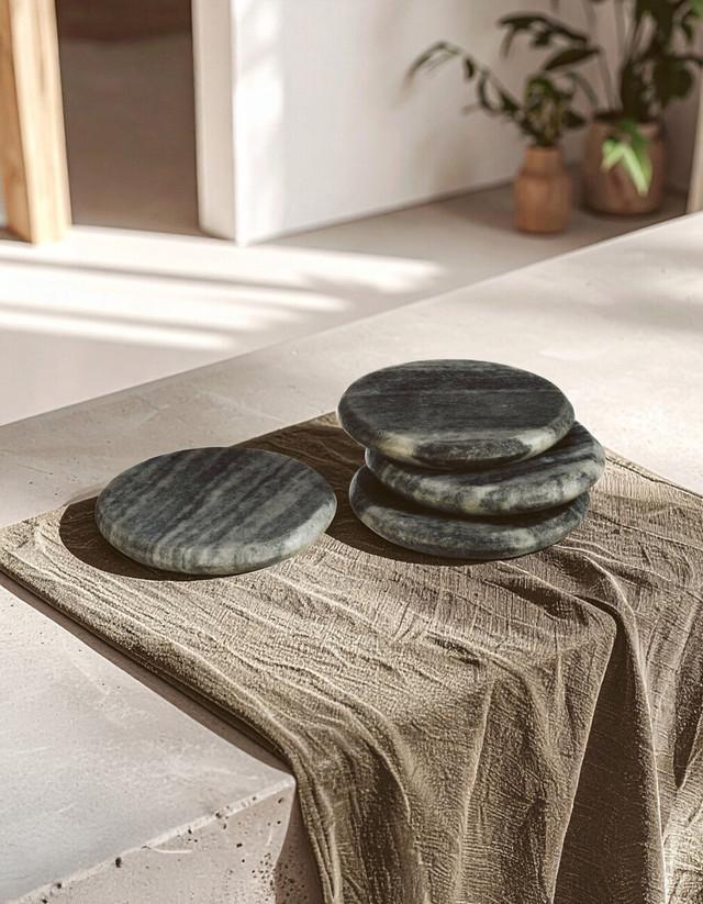 Premier Housewares Marmore Set Of 4 Grey Marble Round Coasters