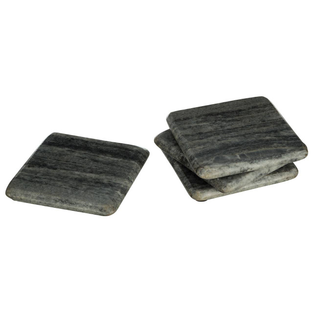 Premier Housewares Marmore Set Of 4 Grey Marble Square Coasters