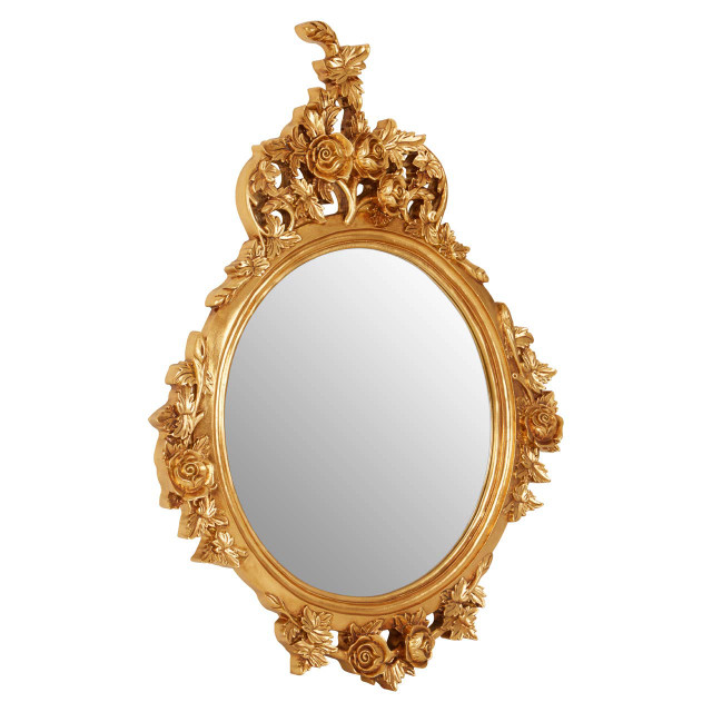 Premier Housewares Marseille Gold Finish Round Wall Mirror