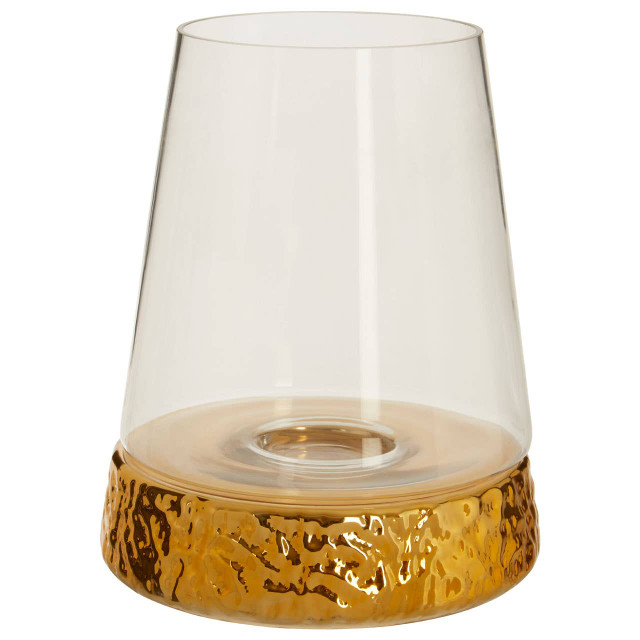 Premier Housewares Martele Large Hurricane Gold Candle Holder