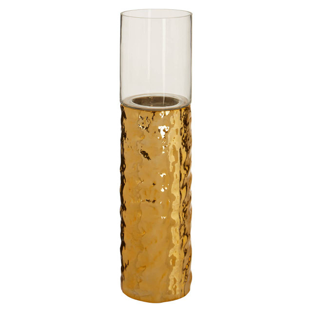 Premier Housewares Martele Large Pillar Gold Candle Holder