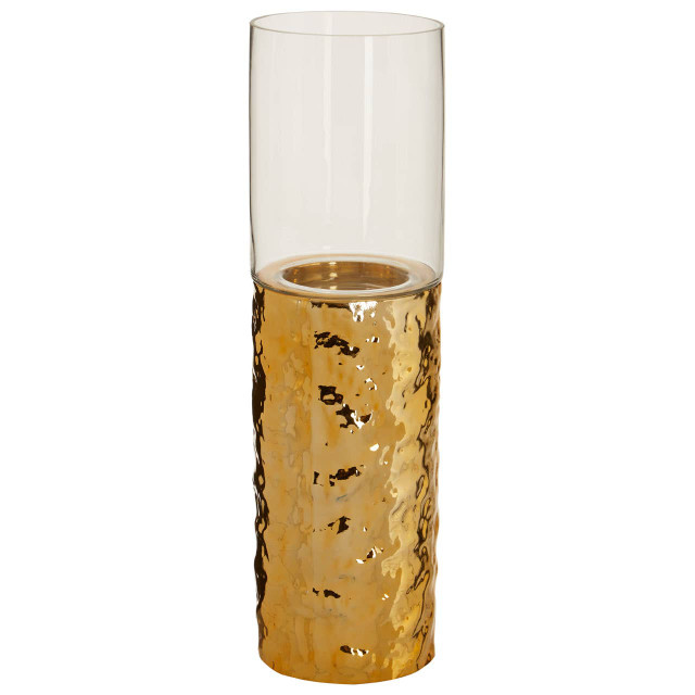 Premier Housewares Martele Medium Pller Gold Candle Holder