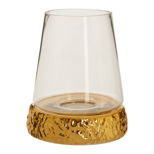 Premier Housewares Martele Small Hurricane Gold Candle Holder