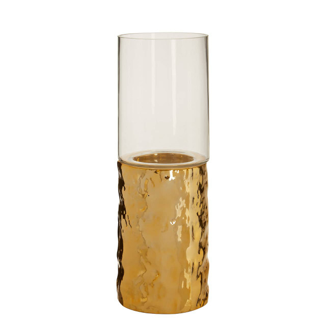 Premier Housewares Martele Small Pillar Gold Candle Holder