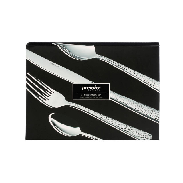Premier Housewares Martello Hammered 24 Piece Cutlery Set
