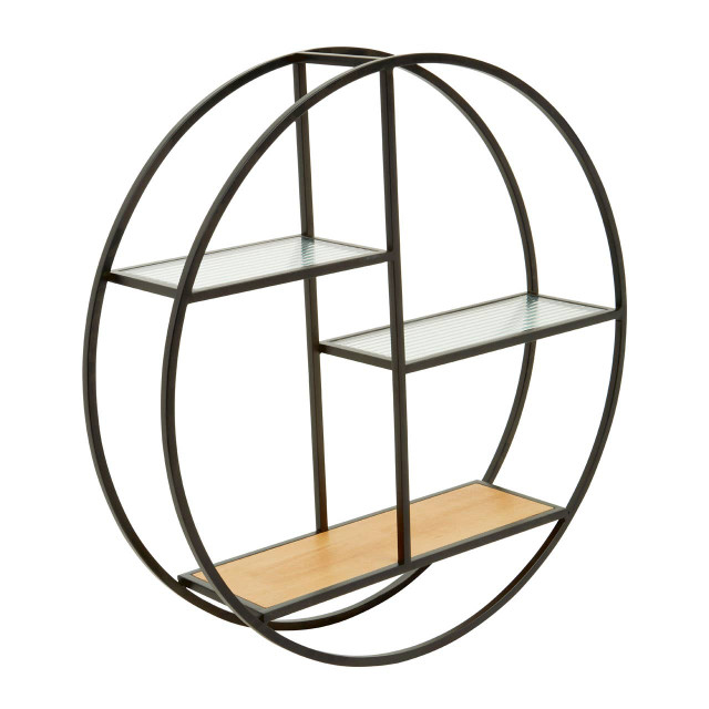 Premier Housewares Mataram 3 Tier Round Metal Wall Shelf