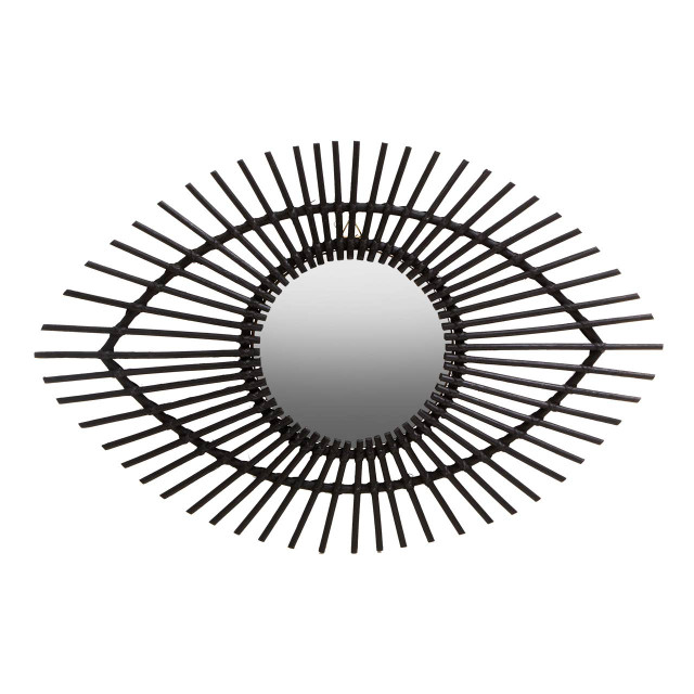 Premier Housewares Mataram Black Natural Rattan Eye Shape Wall Mirror