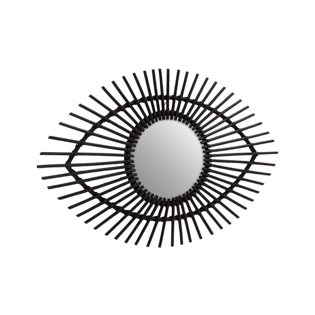 Premier Housewares Mataram Black Natural Rattan Eye Shape Wall Mirror