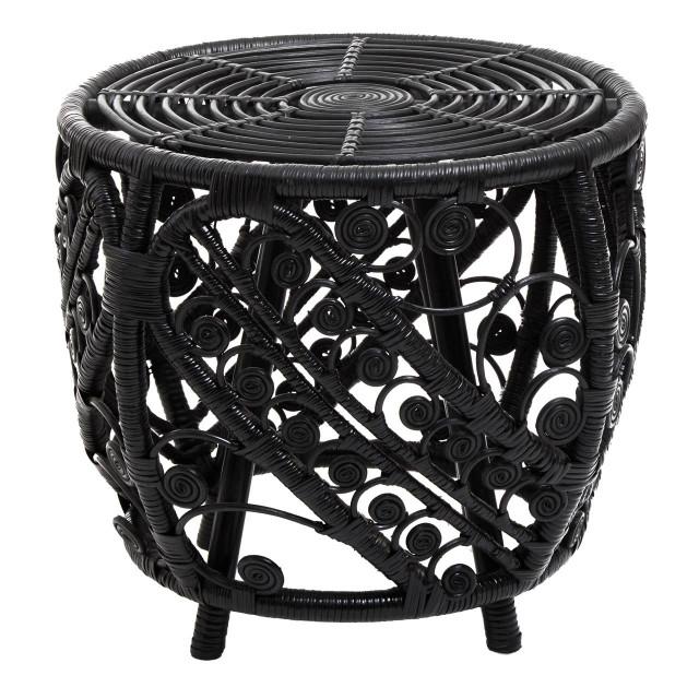 Premier Housewares Mataram Black Natural Rattan Side Table