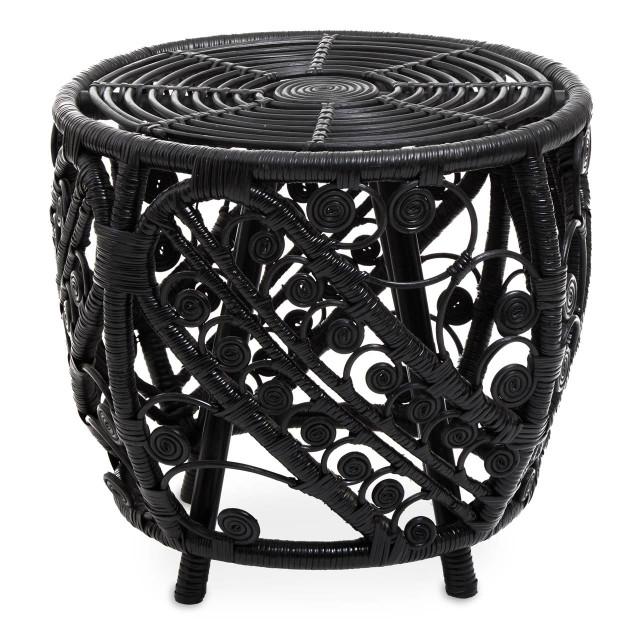 premier housewares Mataram Black Natural Rattan Side Table