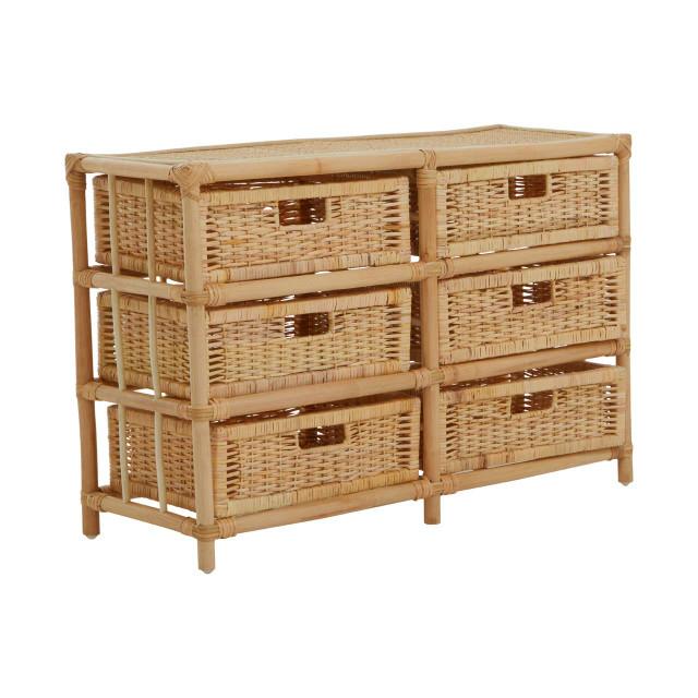 Premier Housewares Mataram Natural Rattan Six Drawer Chest