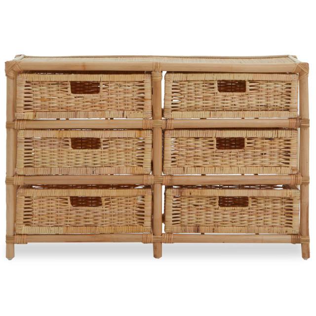 premier housewares Mataram Natural Rattan Six Drawer Chest