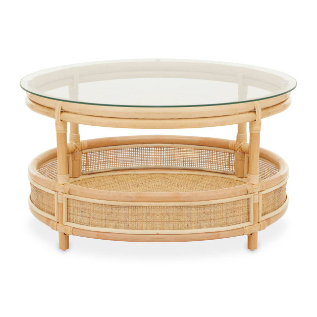 Premier Housewares Mataram Rattan Coffee Table With Glass Top