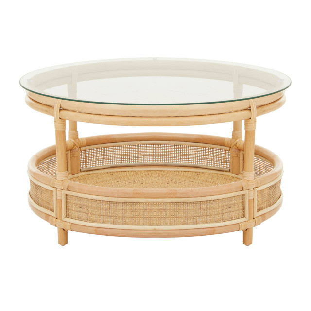 Premier Housewares Mataram Rattan Coffee Table With Glass Top