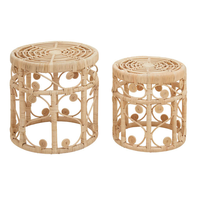 Premier Housewares Mataram Set Of Two Natural Rattan Tables
