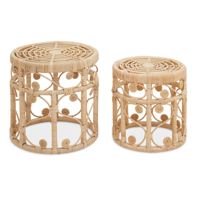 premier housewares Mataram Set Of Two Natural Rattan Tables