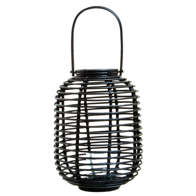 premier housewares Mataram Tall Black Natural Rattan Lantern