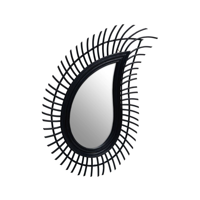 Premier Housewares Mataram Teardrop Black Natural Rattan Wall Mirror