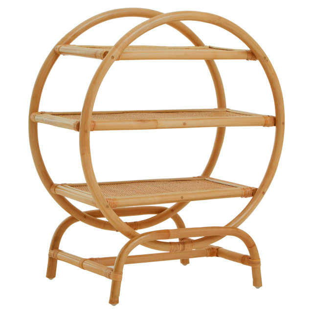 Premier Housewares Mataram Three Tier Natural Rattan Round Shelf Unit