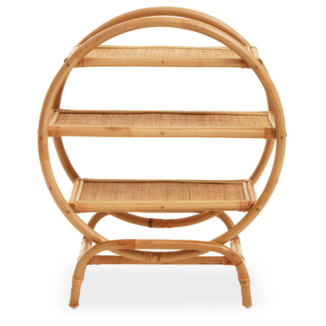 premier housewares Mataram Three Tier Natural Rattan Round Shelf Unit