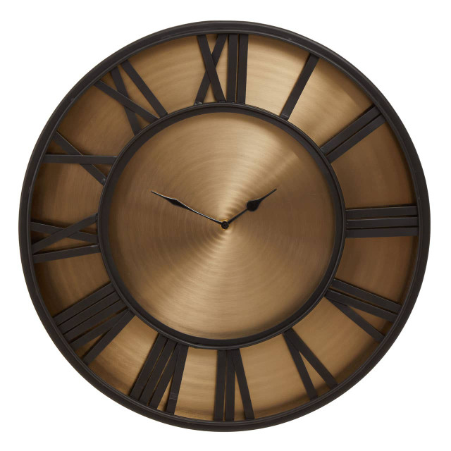 Premier Housewares Mateo Black And Antique Gold Large Wall Clock