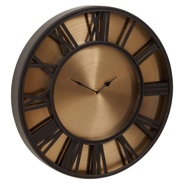 Premier Housewares Mateo Black And Antique Gold Large Wall Clock